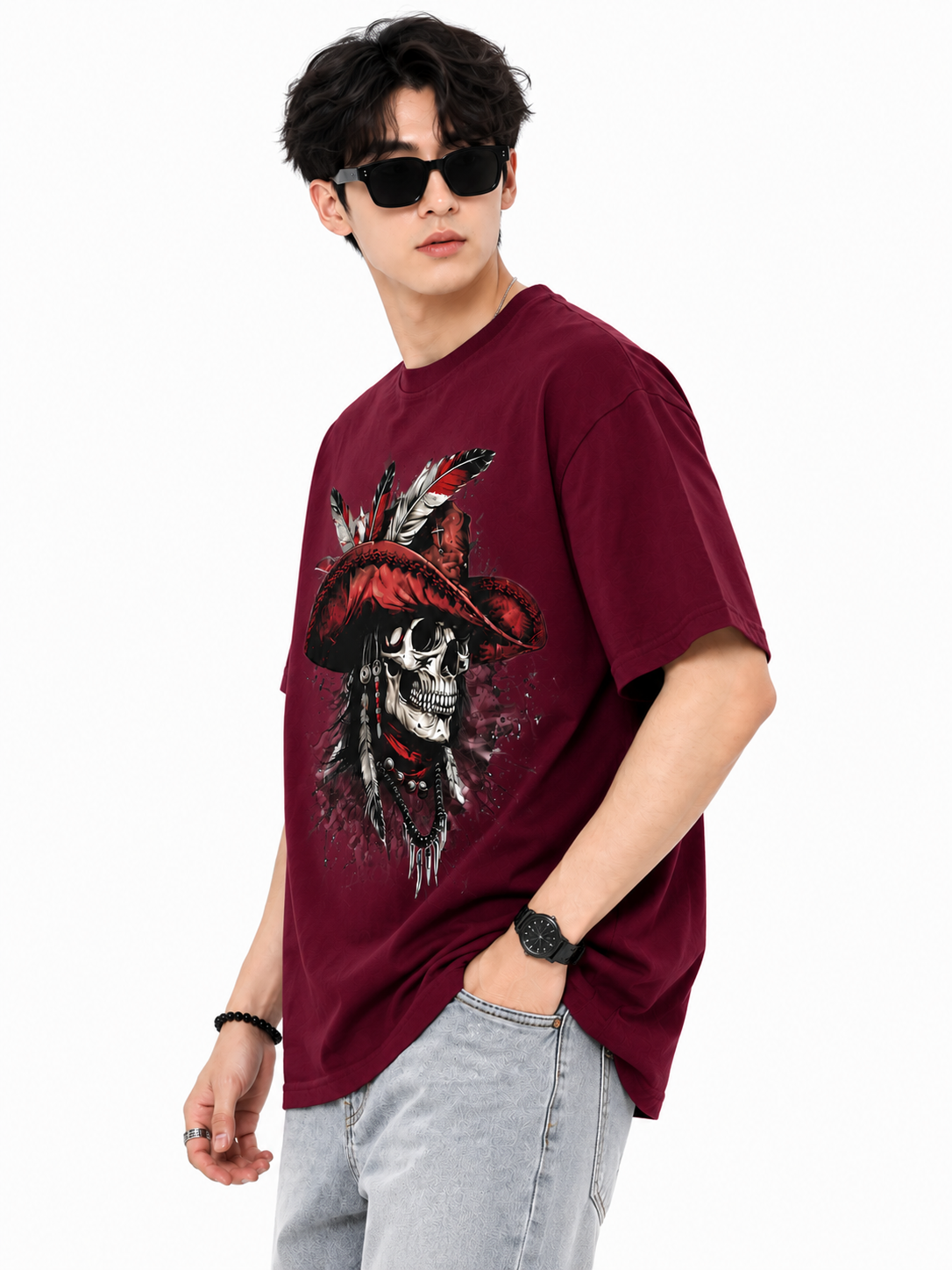 Attitude Men's Skull Graphic Printed  T-Shirt | Premium Cotton Casual Round Neck Tee for Men