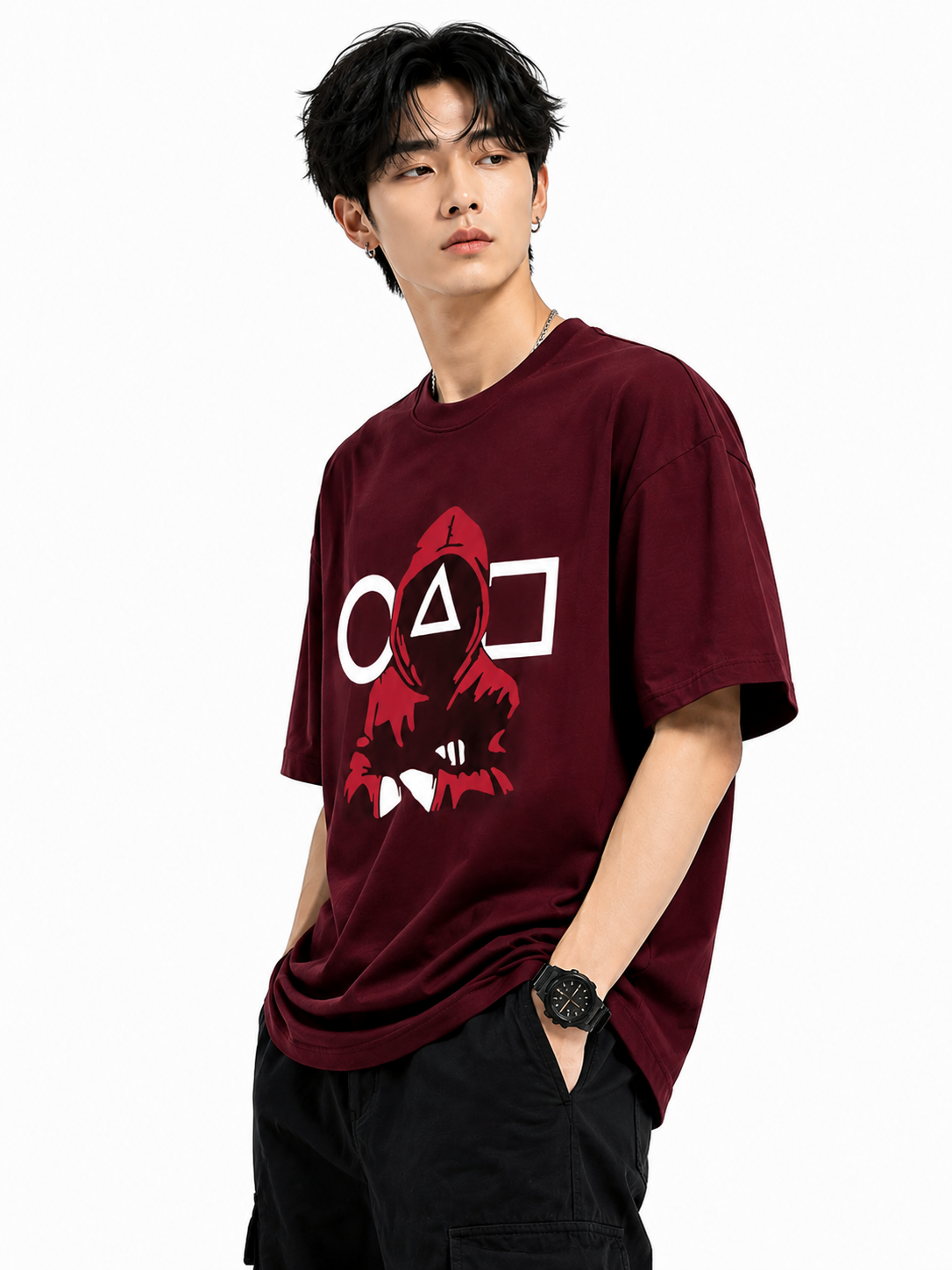 Attitude T-Shirts for Men | Oversized Squid Game Printed T-Shirt for Men | 100% Pure Cotton T Shirt