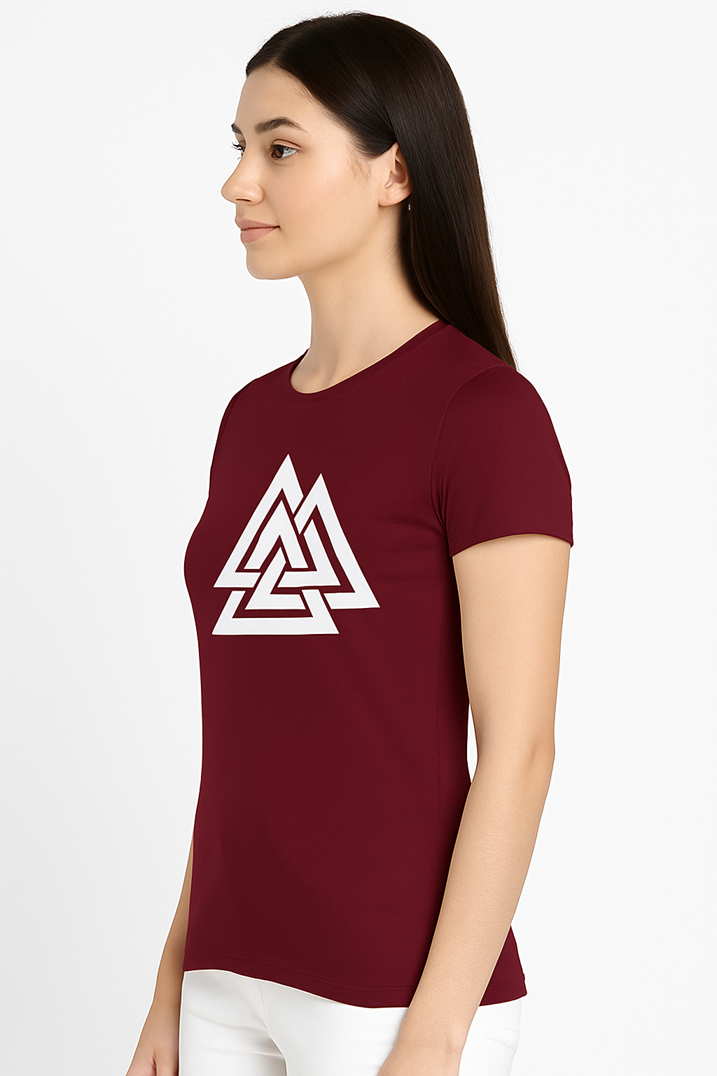 Attitude Start Of Fashion Maroon Tringle  Women T-shirt