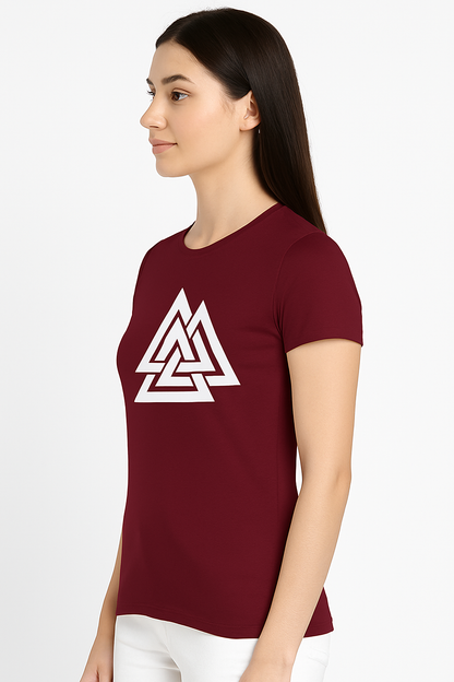 Attitude Start Of Fashion Maroon Tringle  Women T-shirt