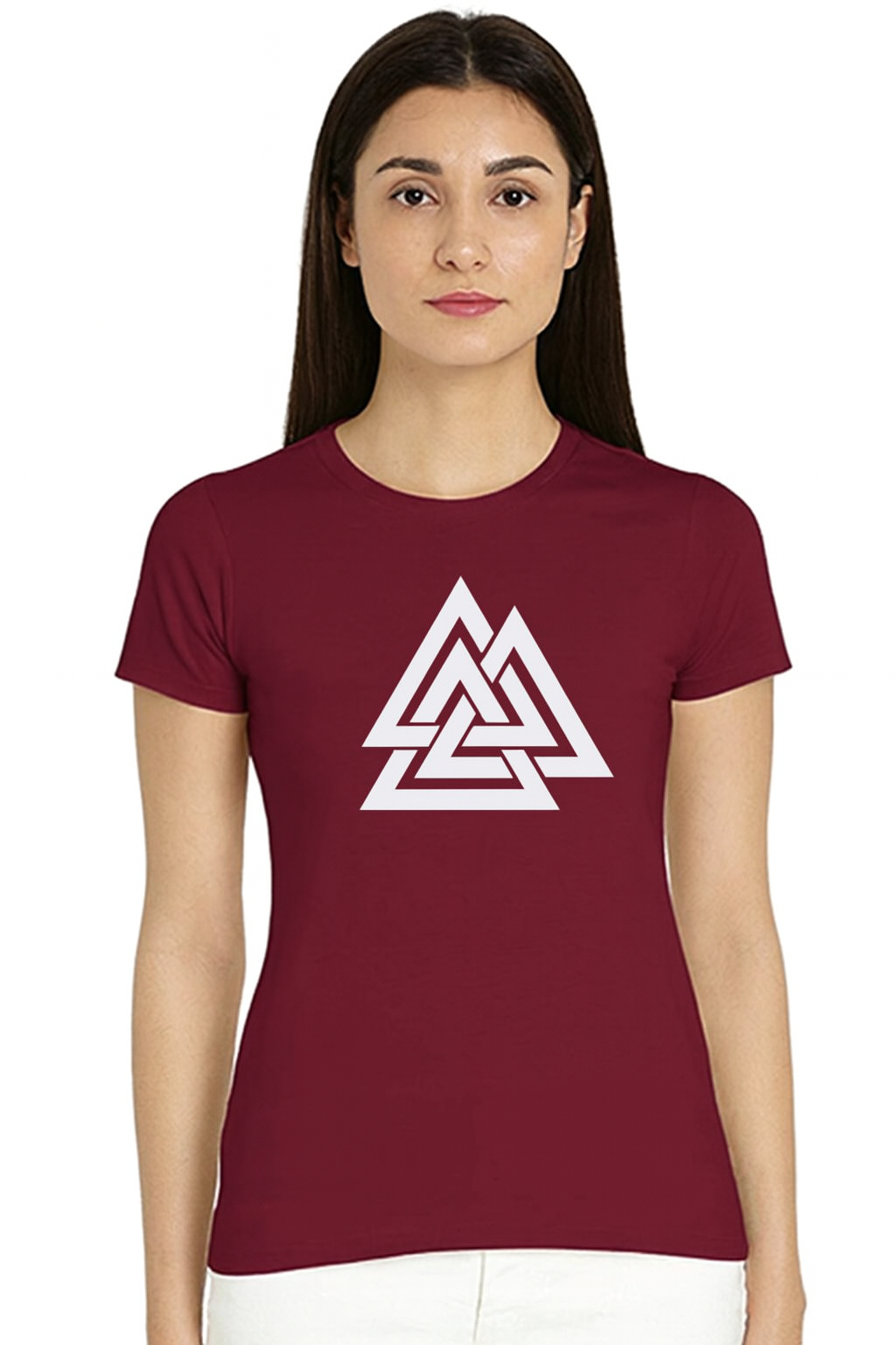 Attitude Start Of Fashion Maroon Tringle  Women T-shirt