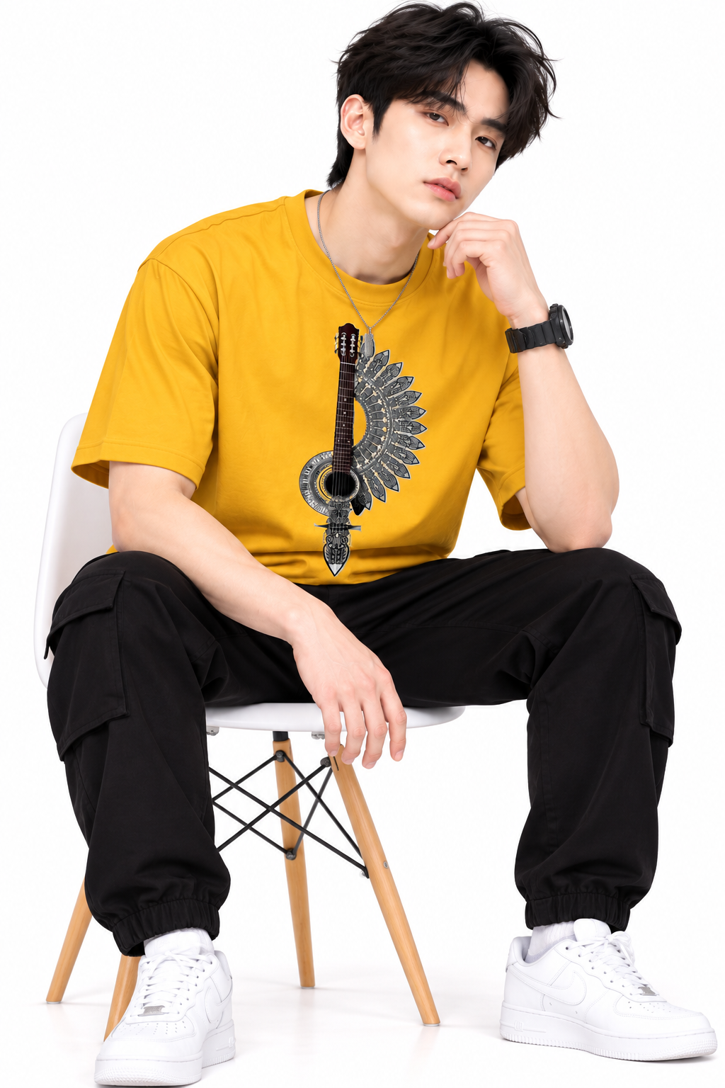 Attitude T-Shirts for Men | Guitar t shirt | Oversized Printed T-Shirt |  100% Pure Cotton T Shirt
