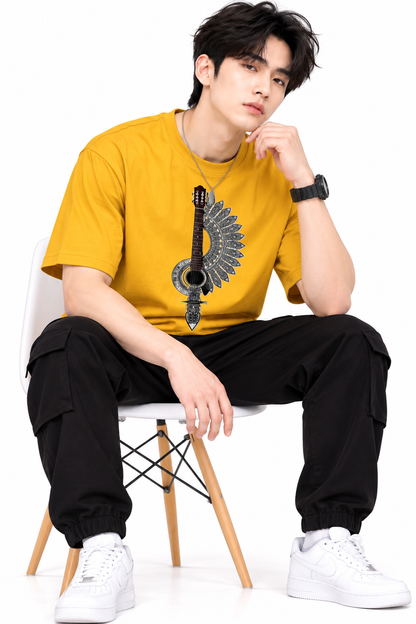 Attitude T-Shirts for Men | Guitar t shirt | Oversized Printed T-Shirt |  100% Pure Cotton T Shirt