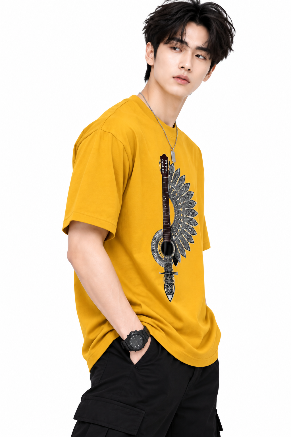 Attitude T-Shirts for Men | Guitar t shirt | Oversized Printed T-Shirt |  100% Pure Cotton T Shirt