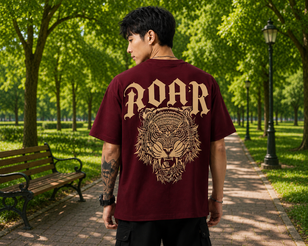 Attitude Men Printed Oversized Fit Cotton T- Shirt