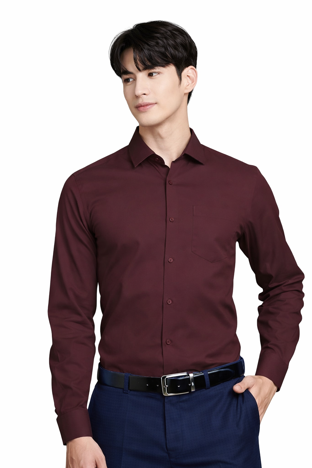 Attitude Start of Fashion Men’s Premium Maroon Slim Fit Formal Shirt – Full Sleeve Elegant Wear