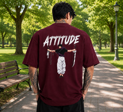Attitude Oversized Anime Graphic T-Shirt for Men | Cotton Printed Tee Japanese Streetwear Style