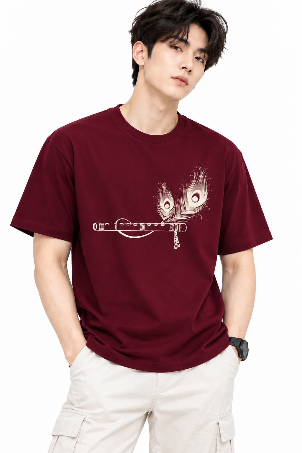 Attitude T-Shirts for Men | India's Number one Trending Brand | Murli Printed | 100% Pure Cotton Oversized Printed Tee