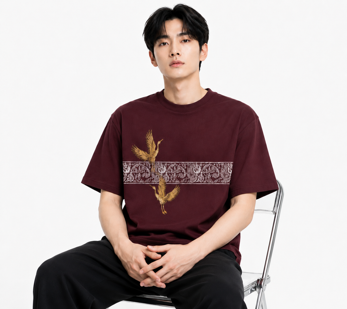 Attitude Men Typography Printed Round Neck Pure Cotton Oversized T-shirt