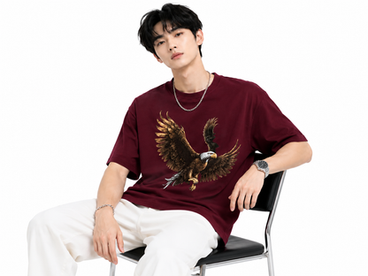 Attitude Eagle Graphic Oversized T-Shirt for Men