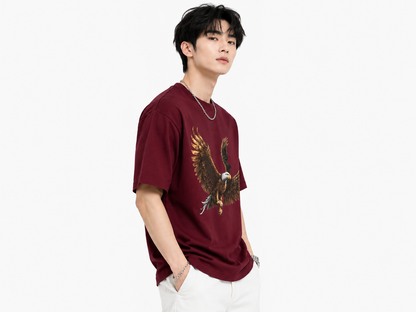 Attitude Eagle Graphic Oversized T-Shirt for Men