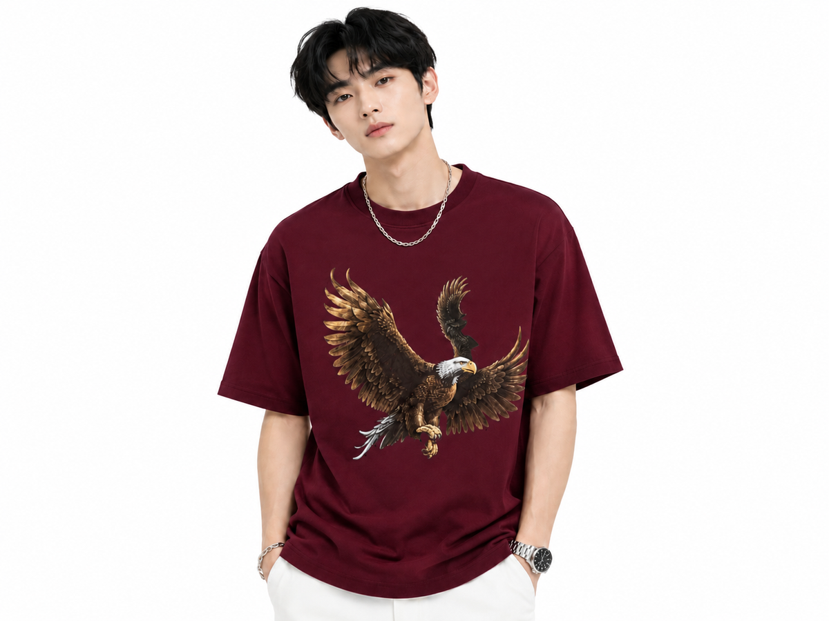 Attitude Eagle Graphic Oversized T-Shirt for Men