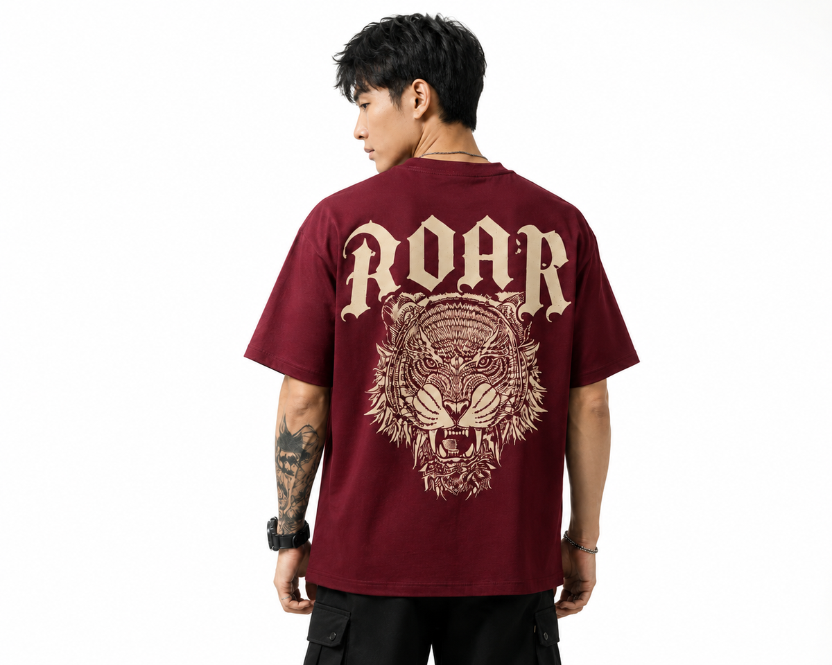 Attitude Men Printed Oversized Fit Cotton T- Shirt