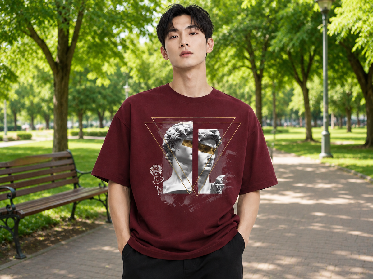 Attitude Men's Oversized Graphic T-Shirt for Men | Soft Cotton | Drop Shoulder Relaxed Fit | Printed Casual Tshirt for Men