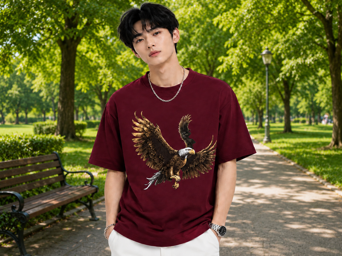 Attitude Eagle Graphic Oversized T-Shirt for Men