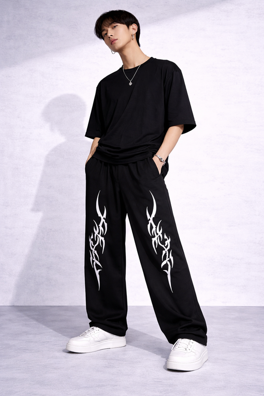 Attitude Start Of Fashion Men’s Black Tribal Print Loose Fit Baggy Pants