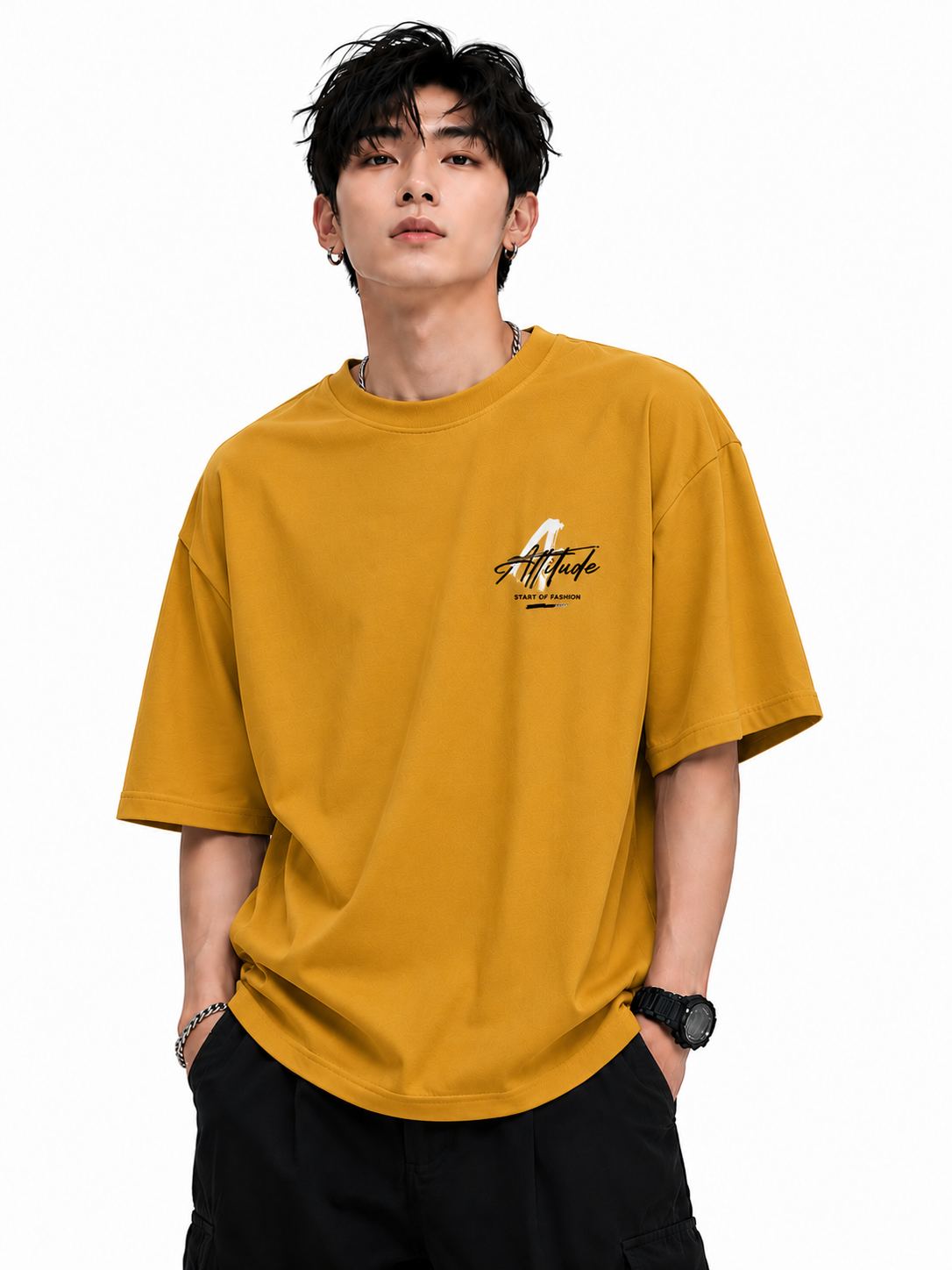ATTITUDE START OF FASHION The World Is Yours Graphic Oversized T-Shirt – Mustard