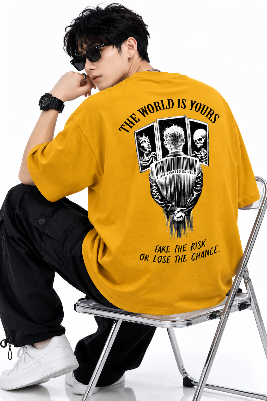 ATTITUDE START OF FASHION The World Is Yours Graphic Oversized T-Shirt – Mustard