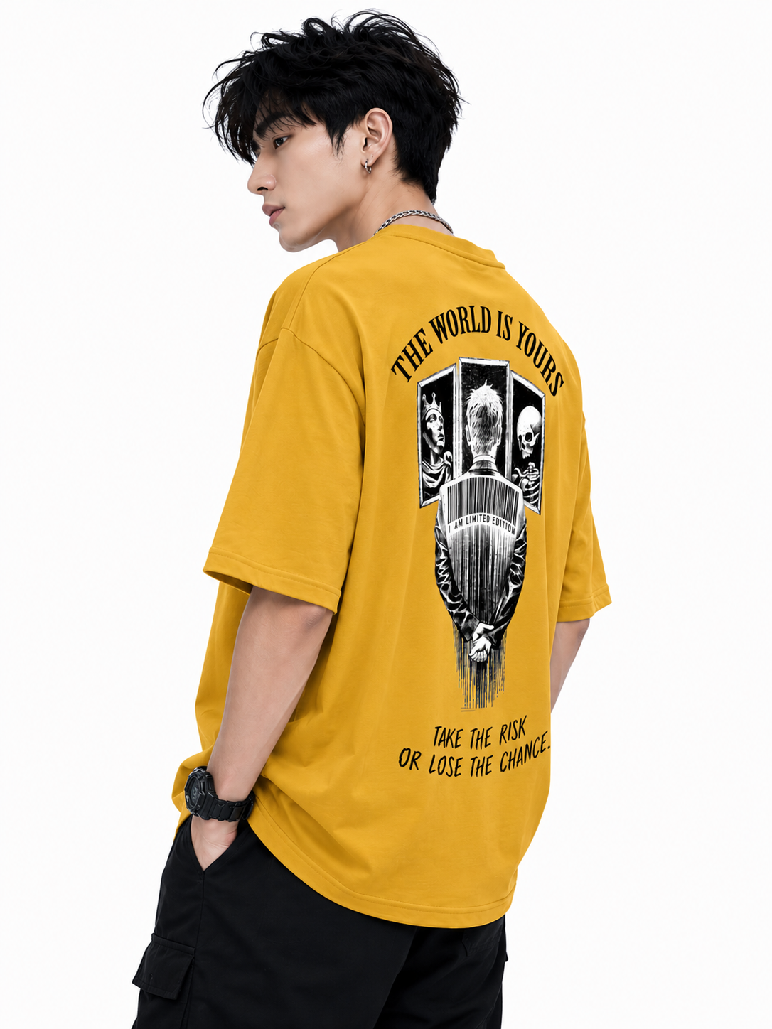 ATTITUDE START OF FASHION The World Is Yours Graphic Oversized T-Shirt – Mustard