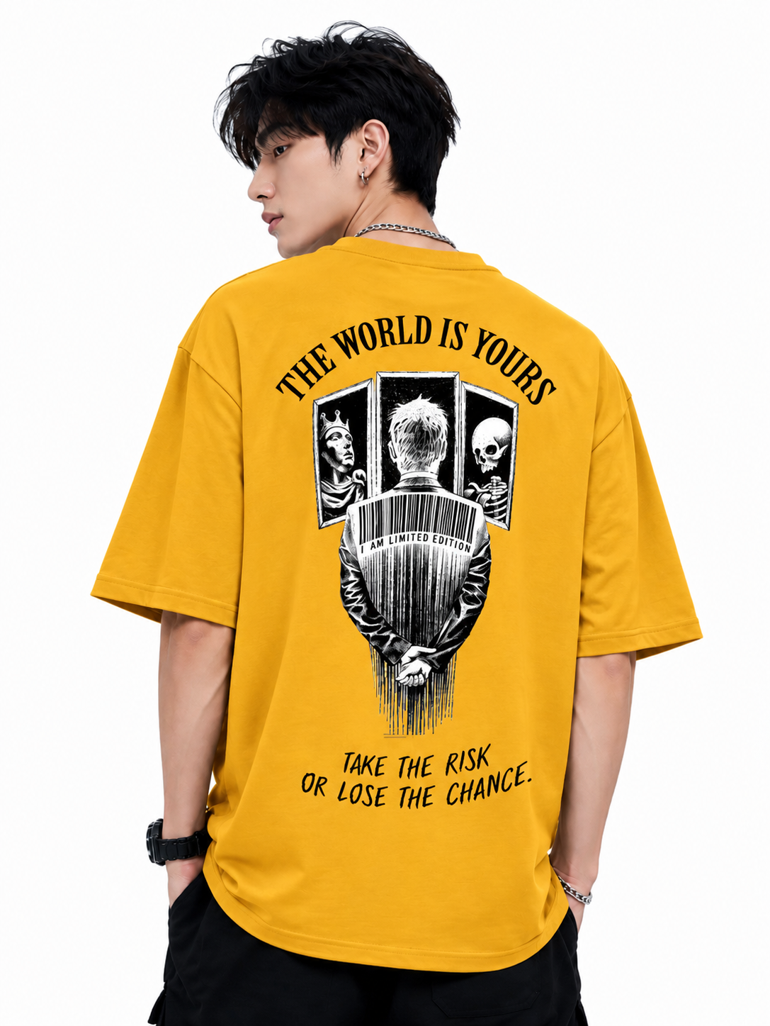 ATTITUDE START OF FASHION The World Is Yours Graphic Oversized T-Shirt – Mustard