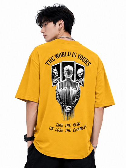 ATTITUDE START OF FASHION The World Is Yours Graphic Oversized T-Shirt – Mustard