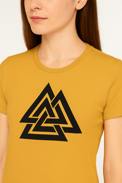 Attitude Start Of Fashion Mustard Tringle Women Tshirt