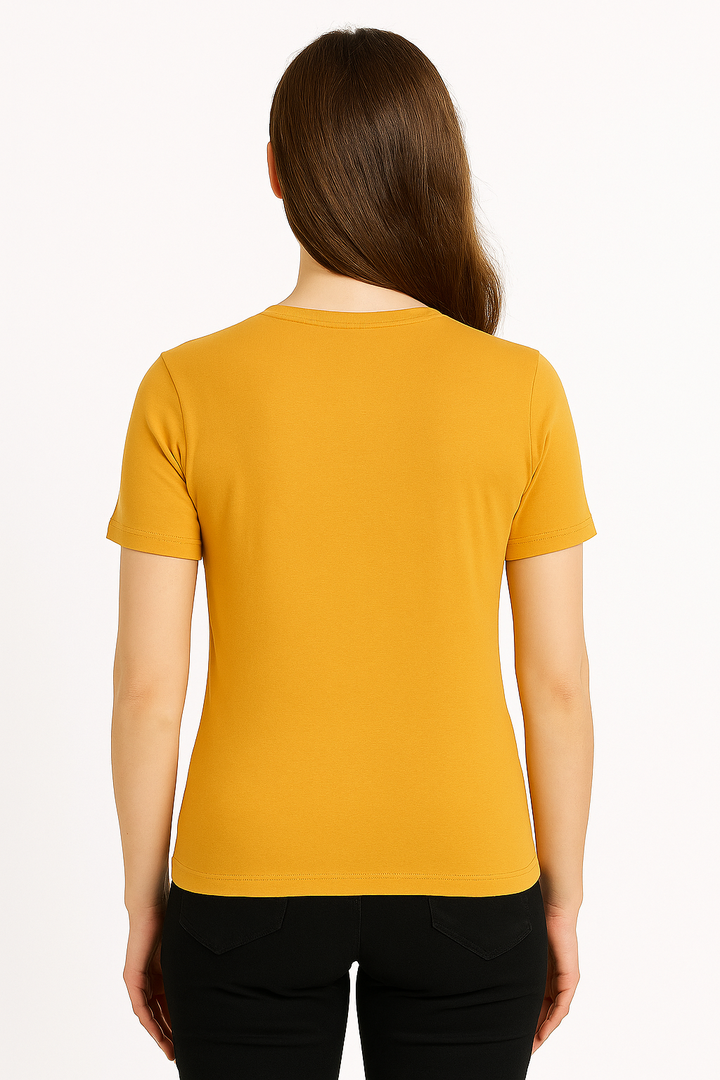 Attitude Start Of Fashion Women’s Yellow Colorblock T-Shirt with Black & White Panels
