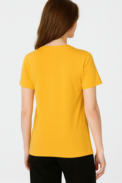 Attitude Start Of Fashion Yellow “LOOK” Printed T-Shirt