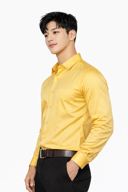 Attitude Start of Fashion Men’s Classic Mustard Formal Shirt – Full Sleeve Office Wear