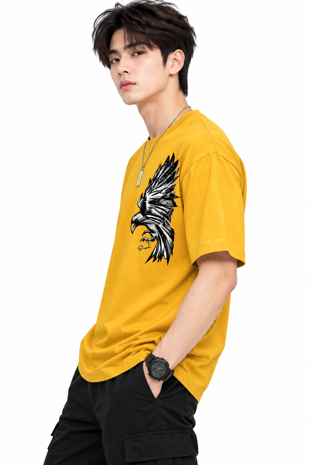 Attitude T-Shirts for Men | Eagle Printed | 100% Pure Cotton Oversized T Shirt | Trending