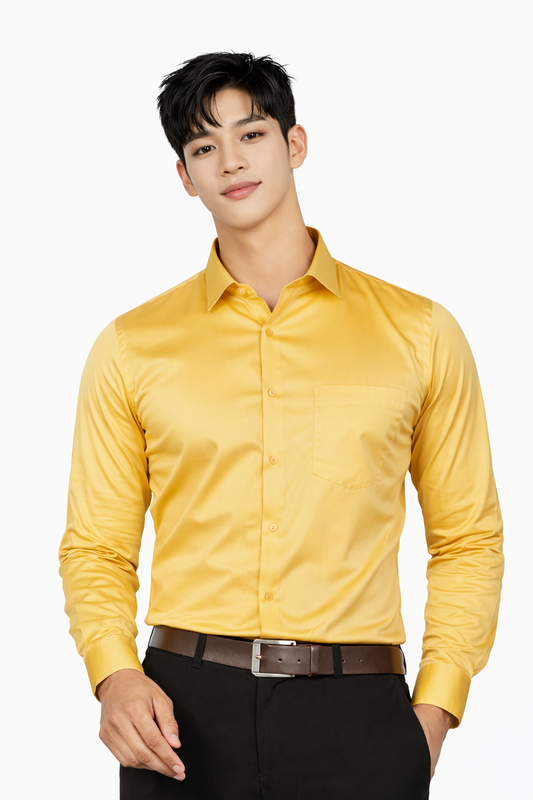 Attitude Start of Fashion Men’s Classic Mustard Formal Shirt – Full Sleeve Office Wear