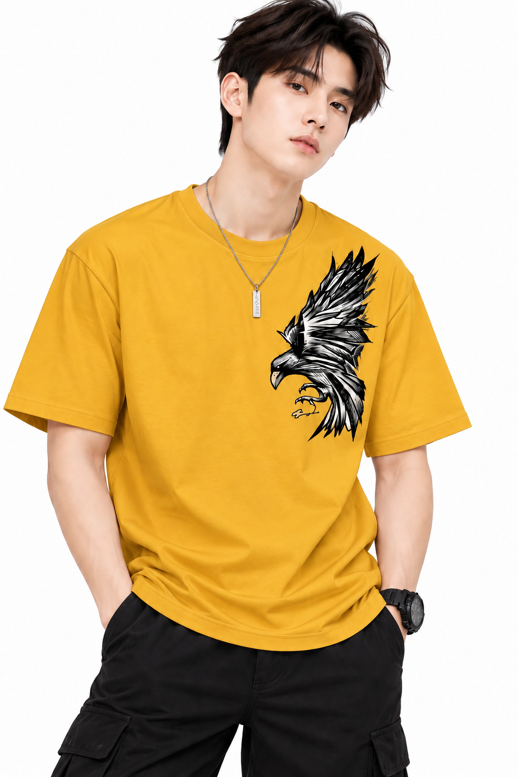 Attitude T-Shirts for Men | Oversized Printed T-Shirt | Eagle t shirt | 100% Pure Cotton T Shirt