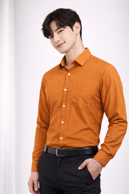 Attitude Start of Fashion Men’s Premium Mustard Slim Fit Formal Shirt – Full Sleeve Modern Classic