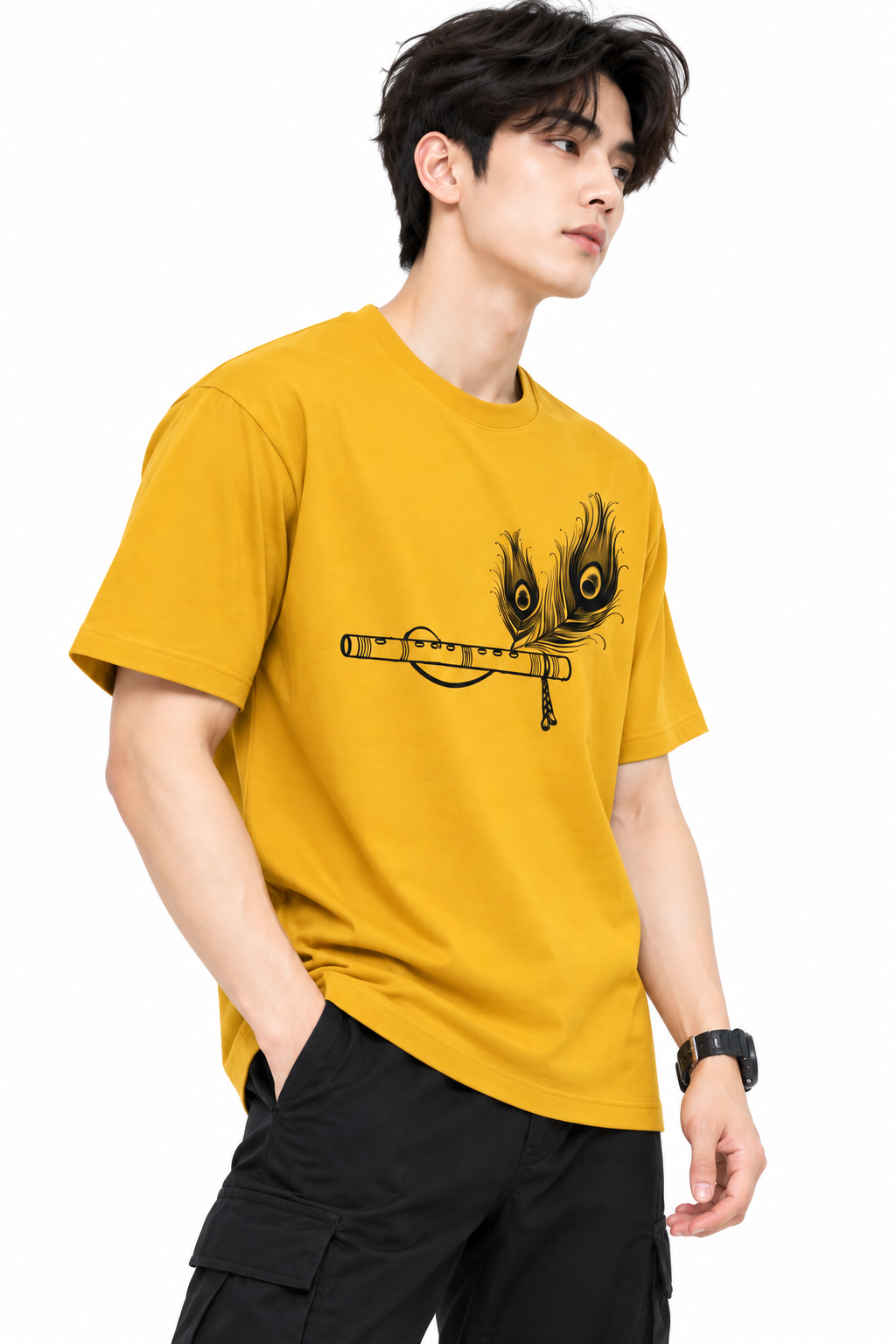 Attitude T-Shirts for Men | India's Number one Trending Brand | Murli Printed | 100% Pure Cotton Oversized Printed Tee