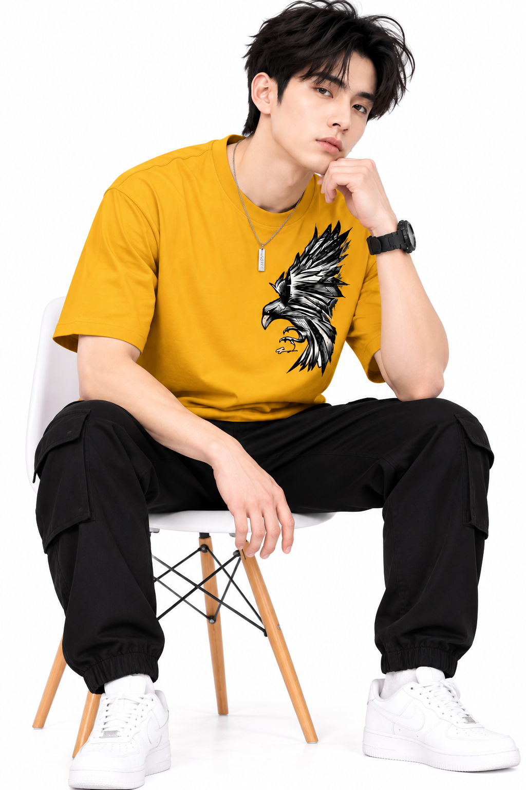 Attitude T-Shirts for Men | Eagle Printed | 100% Pure Cotton Oversized T Shirt | Trending