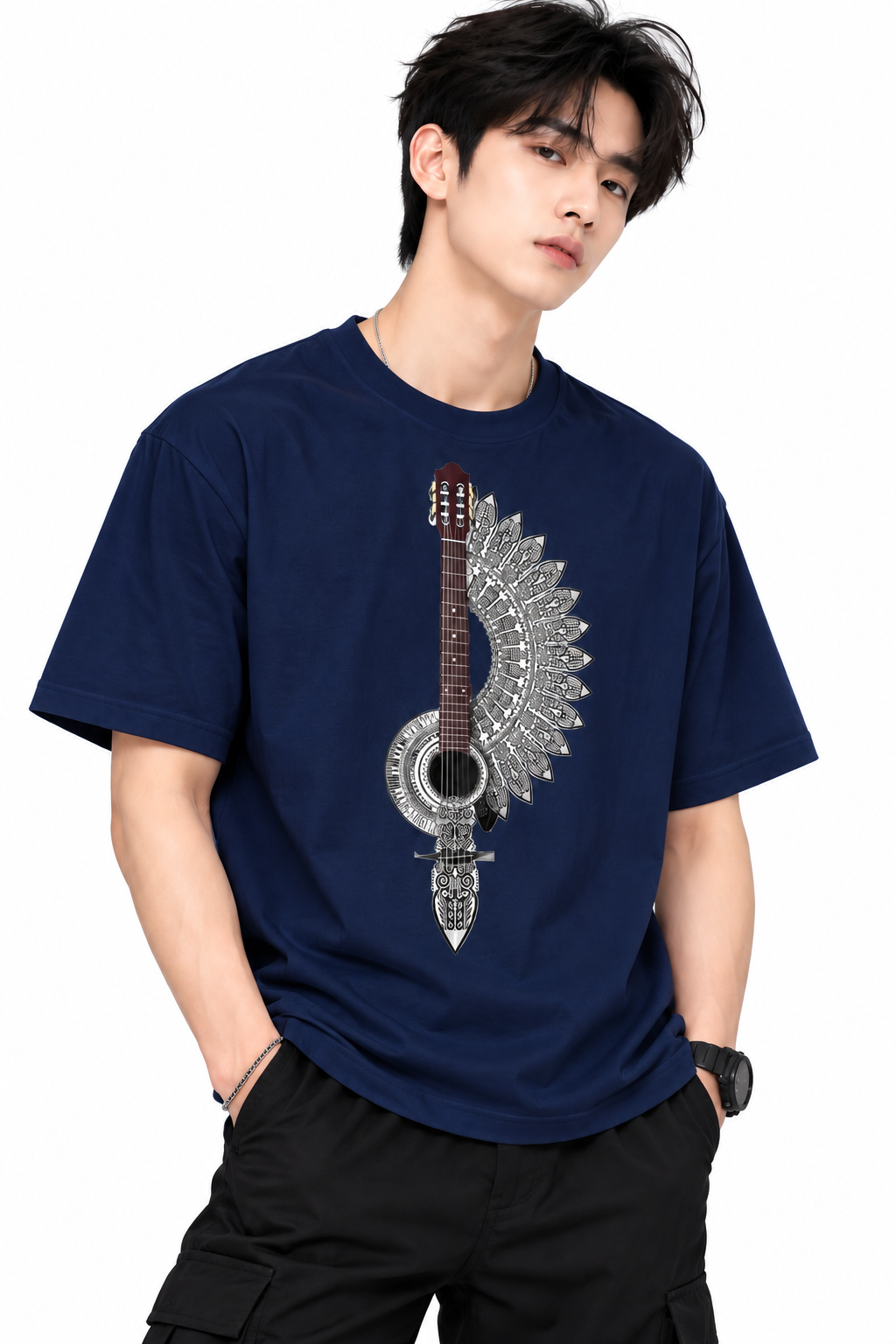 Attitude T-Shirts for Men | Guitar t shirt | Oversized Printed T-Shirt |  100% Pure Cotton T Shirt