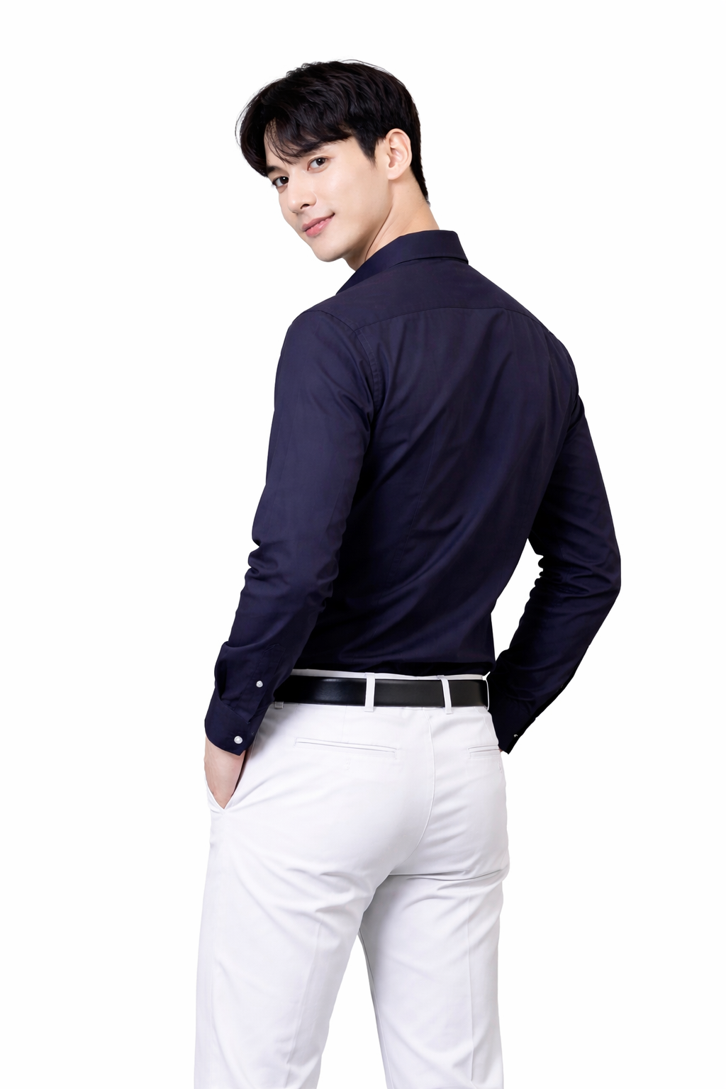 Attitude Start of Fashion Men’s Navy Blue Slim Fit Formal Shirt