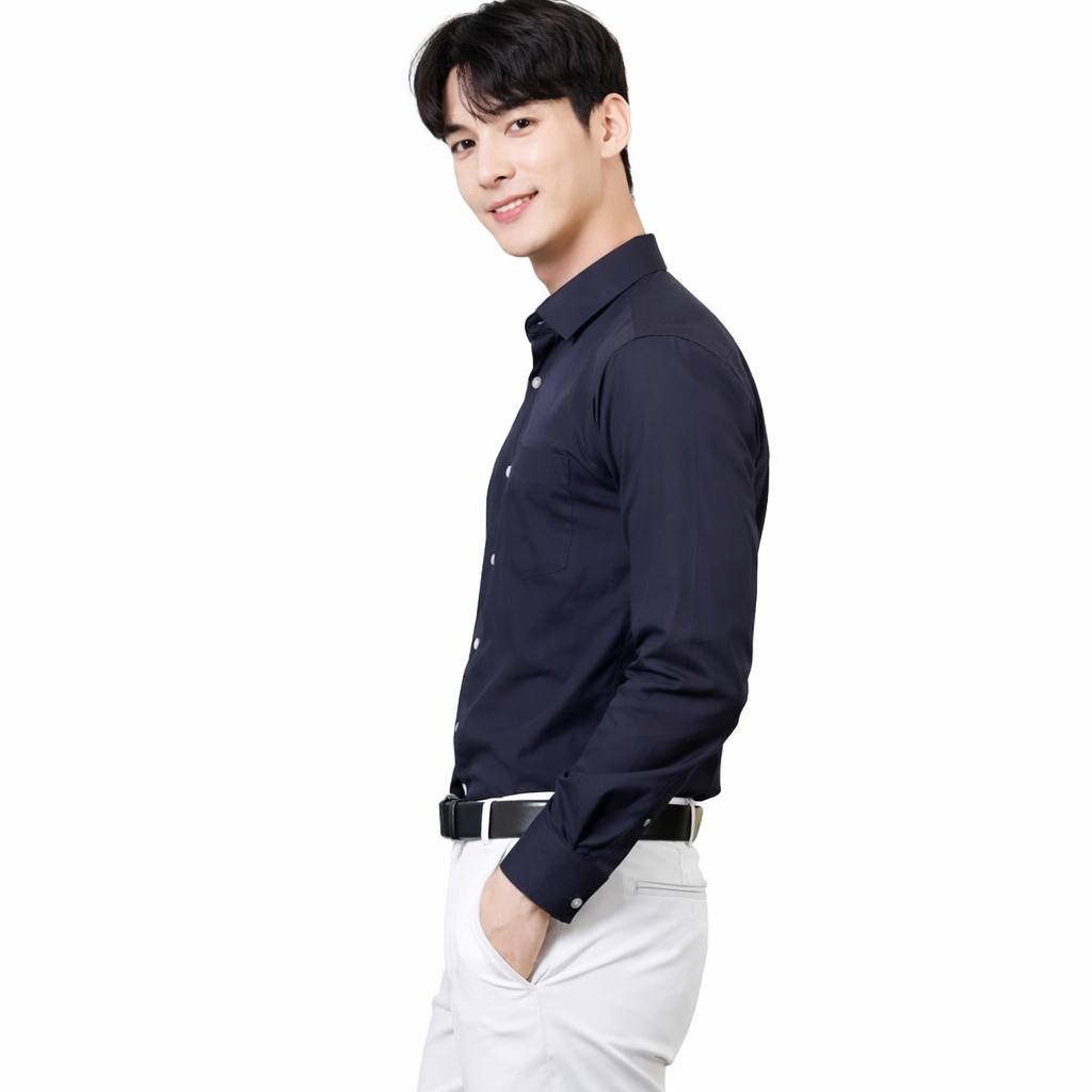 Attitude Start of Fashion Men’s Navy Blue Slim Fit Formal Shirt