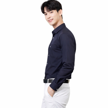 Attitude Start of Fashion Men’s Navy Blue Slim Fit Formal Shirt