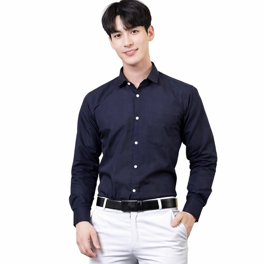 Attitude Start of Fashion Men’s Navy Blue Slim Fit Formal Shirt