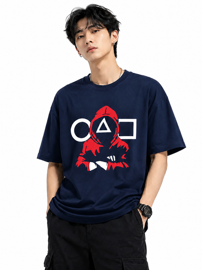 Attitude T-Shirts for Men | Oversized Squid Game Printed T-Shirt for Men | 100% Pure Cotton T Shirt