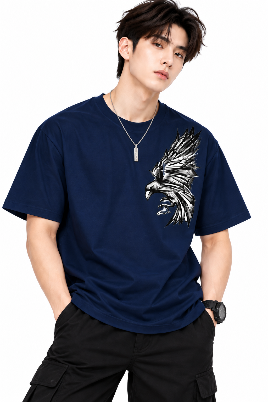 Attitude T-Shirts for Men | Eagle Printed | 100% Pure Cotton Oversized T Shirt | Trending