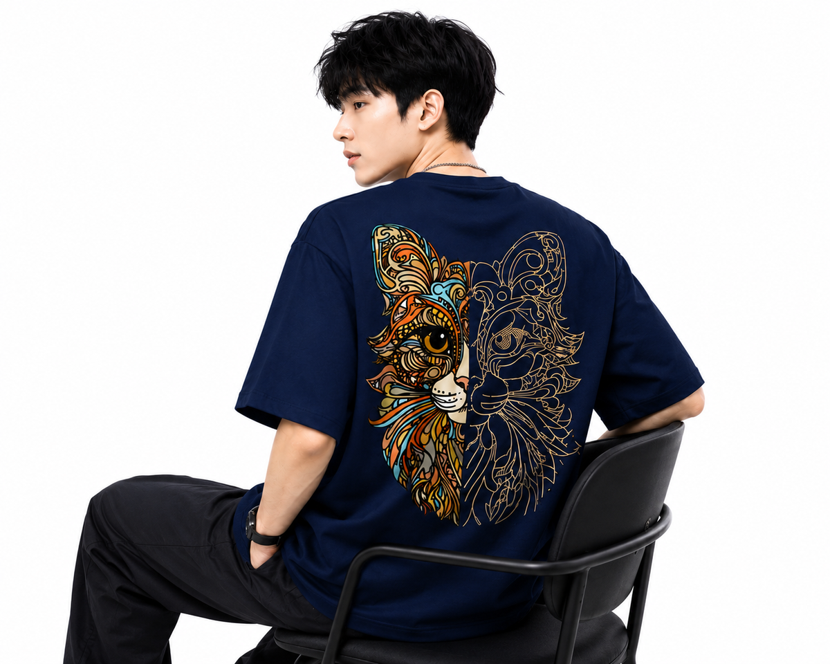 Attitude Cat Printed Oversized tshirt For Men| Trending T- Shirt