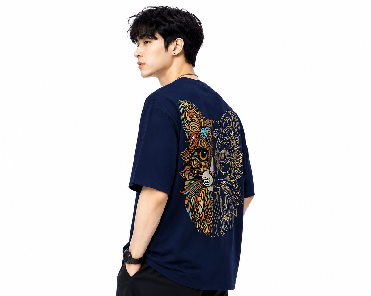 Attitude Cat Printed Oversized tshirt For Men| Trending T- Shirt