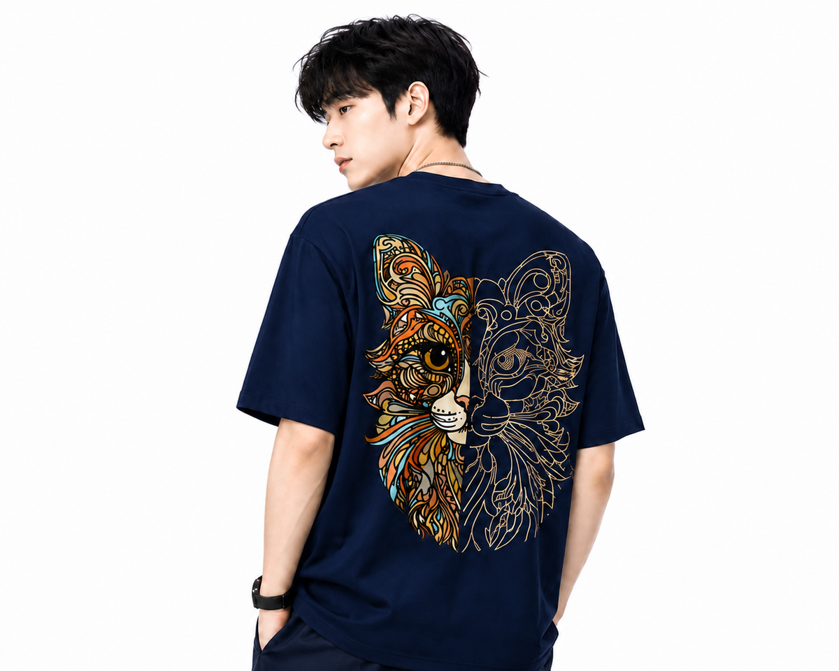 Attitude Cat Printed Oversized tshirt For Men| Trending T- Shirt