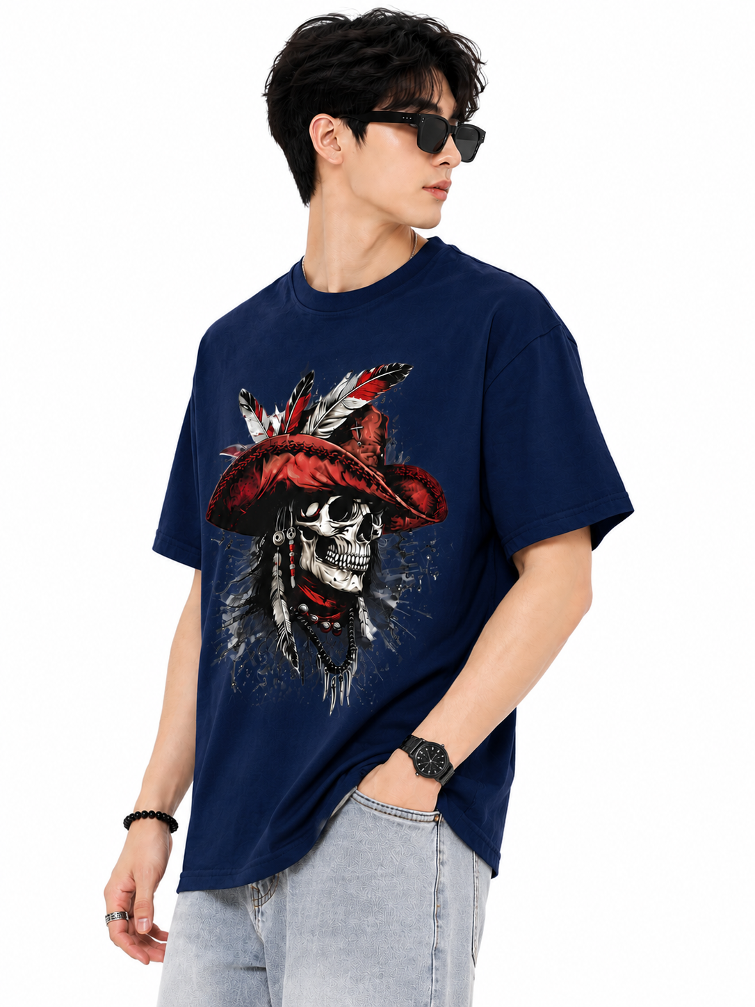 Attitude Men's Skull Graphic Printed  T-Shirt | Premium Cotton Casual Round Neck Tee for Men