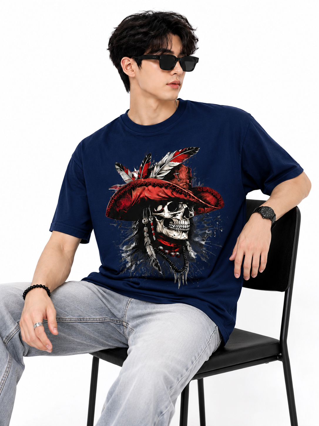 Attitude Men's Skull Graphic Printed  T-Shirt | Premium Cotton Casual Round Neck Tee for Men