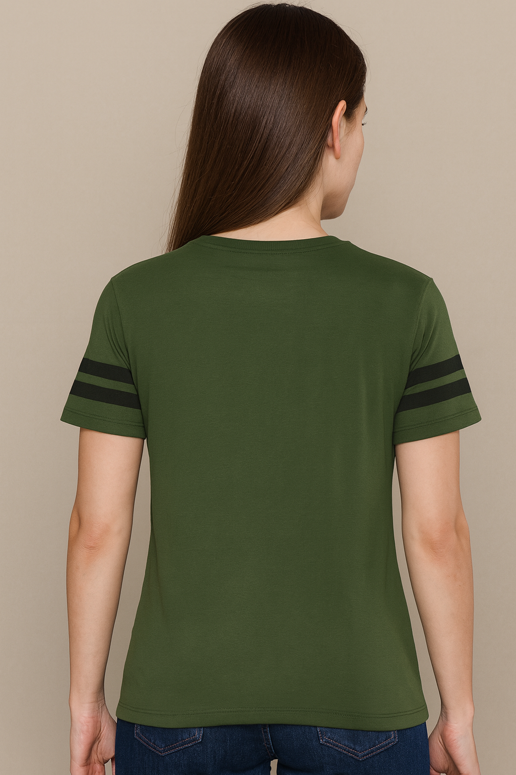 Attitude Start Of Fashion women’s  Olive “LEGACY 36” chest printed T-shirt