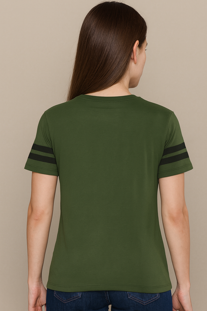 Attitude Start Of Fashion women’s  Olive “LEGACY 36” chest printed T-shirt