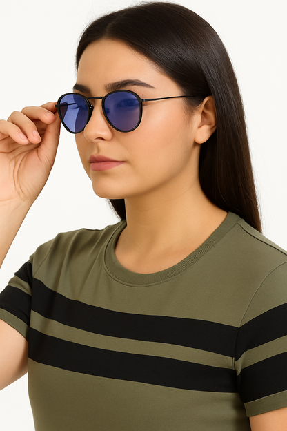 Attitude Start Of Fashion Women’s Olive Green Striped Cotton T-Shirt – Casual Regular Fit Tee
